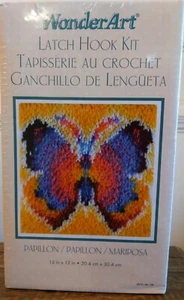 LATCH HOOK KIT - #4804 WONDERART "PAPILLON" BUTTERFLY - 12" BY 12" - NIP! - Picture 1 of 6