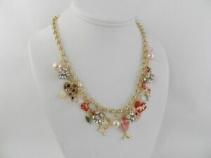  Holiday Lane Gold-Tone Multi-Stone Heart & Champagne Statement Necklace, 18" + 