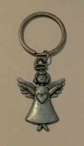 Vintage Schlüsselanhänger Zinn Engel Herz - Bild 1 von 3