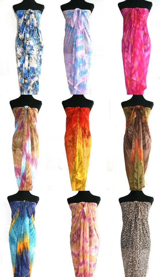 Pareo Strandtuch Strand Wickeltuch Sommer Bikini Sarong Tuch Wickelrock Neu     - Bild 1 von 1