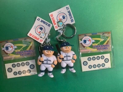 MLB Special - Pair of Seattle Mainers Baseball Key Chains & Fingernail Tattoos - Image 1 of 3