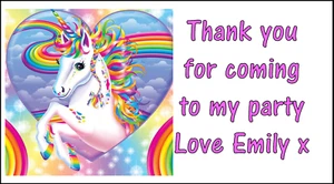 48 Personalised Pink Unicorn Stickers Labels Party Bag Sweet Cones Thank You - Picture 1 of 3