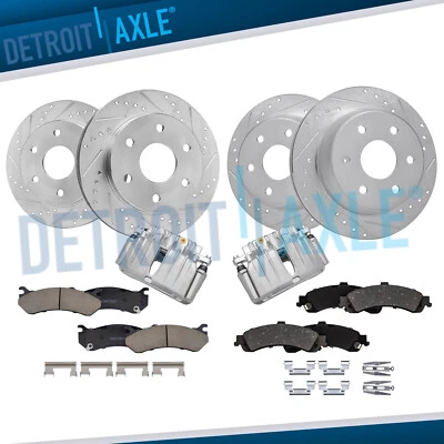 Rotores perforados delanteros traseros pastillas de freno pinzas traseras para Silverado Suburban 1500 Foto 1 de 4