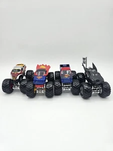 Lot of 4 Monster Jam 1/64 Scale Trucks DC Comics Batman, Superman & Wonder Woman - Picture 1 of 16
