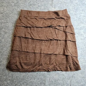 Prana Leah Tiered Skirt Wool Blend Lightweight Lined Mini Heathered Brown Size M - Picture 1 of 7