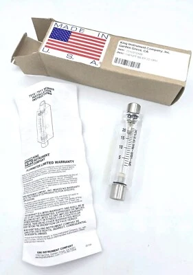 King Instruments 7510-3-1-2A-06 Acrylic Flowmeter 1/4" FNPT SS 22GPH 7510312A06 - Image 1 of 4