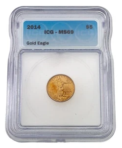 2014 G$5 1/10 Oz. Gold American Eagle Graded by ICG as MS-69 - Picture 1 of 4