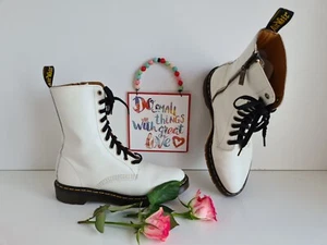 Rare Dr Martens Alix Pointed Toe 1490 10 Eye White Boots Zip UK6 EU39 US8 - Bild 1 von 11