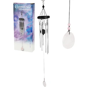 Rose Quartz Oval Gemstone Crystal Wind Chime Natural Healing Love Hanging Decor - Picture 1 of 5