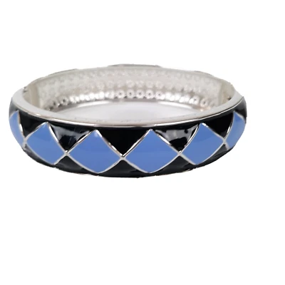 Brazalete Vera Bradley Bisagras Negro Púrpura Esmalte Diamante Patrón Firmado  Foto 1 de 4