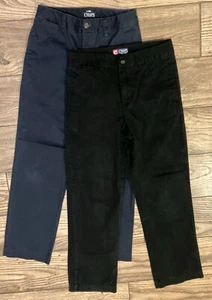 Lot 2 pair Boys Flat Front Chaps Pants Trousers Dark blue / Black 10 Regular EUC - Picture 1 of 5