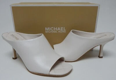 Sandalias Michael Kors Renee Talla 7.5 M Para Mujer Cuero Vestido Mula Slide Crema Clara Foto 1 de 4