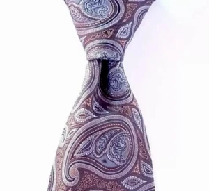 Michele Satori Rich Brown & Blue Print Men's 100% Silk Tie 3 1/2" x 66" - Picture 1 of 6