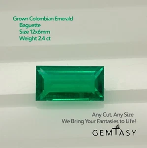 Cut stone - Lab grown Emerald Colombian hydrothermal, 12x6mm 2.4ct - Picture 1 of 4