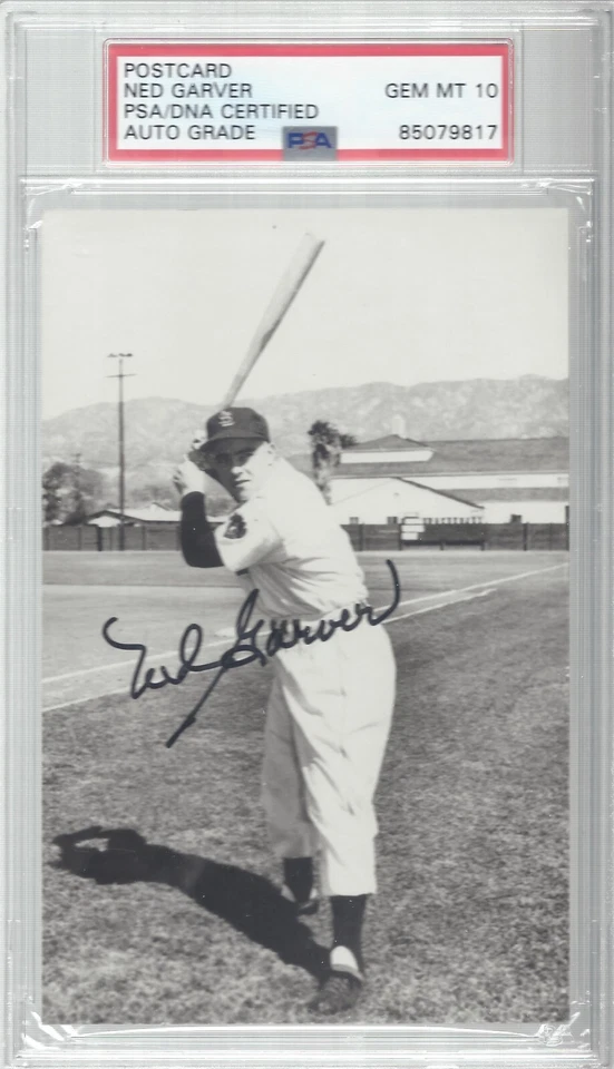 NED GARVER, 1948-61 BROWNS,TIGERS,A'S,ANGELS, POSTCARD, PSA/DNA GEM MINT 10 - Image 1 of 1
