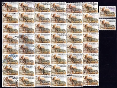 1980 AUSTRALIA 50c CATTLE DOG Sheep Cattle Herding BULK USED LOT x 50 Stamps - Image 1 of 2