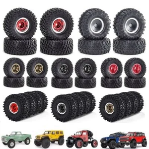 4Pcs 1.0" Beadlock Wheels & Tires for 1/24 Axial SCX24 AX24 FMS FCX24 1/18 TRX4M - Picture 1 of 38