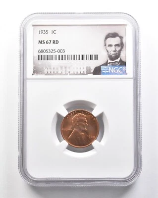 1935 Lincoln Wheat Cent MS67 RD NGC *7483 - Image 1 of 3