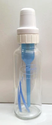 Dr. Brown's Clear-Blue 8 oz. Biberón estrecho de vidrio Foto 1 de 2
