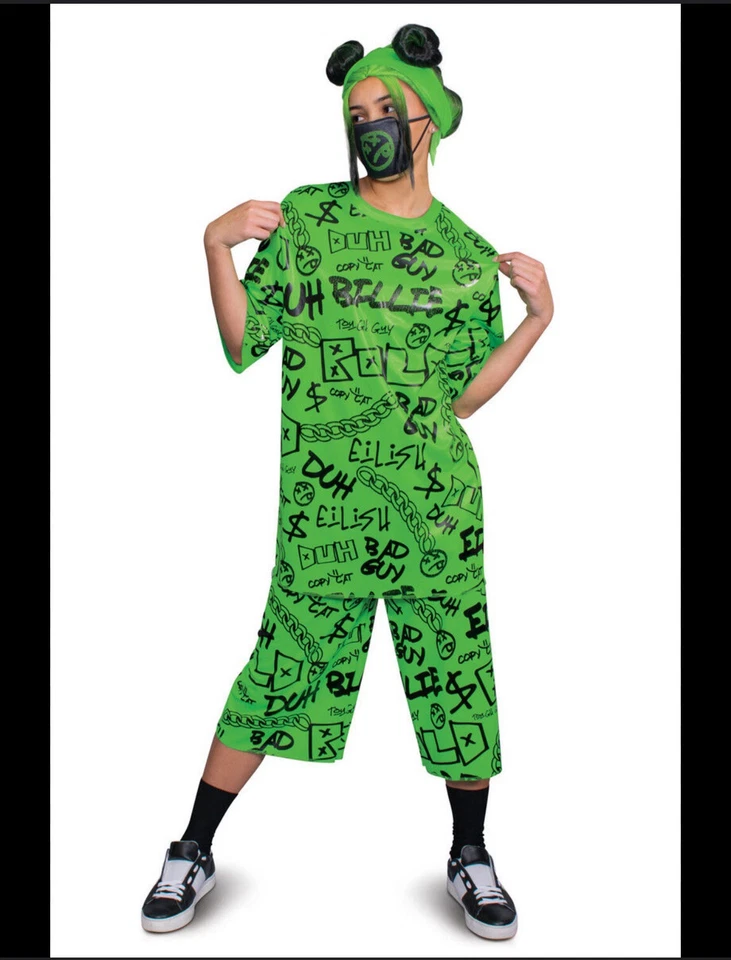 Disfraz clásico de preadolescente/adulto Billie Eilish (verde) S 4-6 disfraces Foto 1 de 4