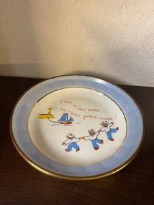 ASSIETTE BOUILLIE POUR BÉBÉ EN PORCELAINE ET LAITON DECOR CHANSON MARIN - Foto 1 di 10
