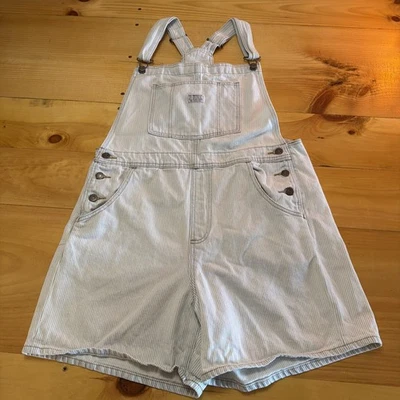 Levi Strauss & Co Shortalls Two Horse Brand Bib Overalls Blue Striped Denim L - Image 1 of 4