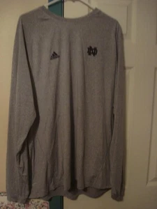 VINTAGE UNIVERSITY OF NOTRE DAME GRAY ADDIDAS LONG-SLEEVE T-SHIRT (SIZE-XXL) - Picture 1 of 5