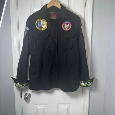 Vintage SCHOTT Wool Patch Button Jacket Intermediate USAF CPO USS Midway Medium - Image 1 of 4
