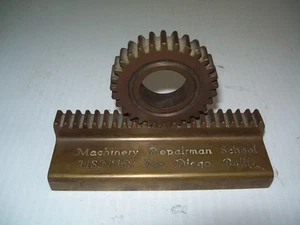 Vtg. Mid Century Solid Bronze USNJC San Diego California Gear Bookend c.1960's - Picture 1 of 16