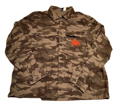 HM разделенный камуфляж куртка женщин размер большой оливковый оранжевый Нью-Йорк EUC  - Изображение 1 из 4