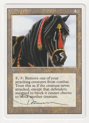 Signed Ebony Horse Proof MP Revised Artist Dameon Willich 1994 MTG Magic AP Rare - Image 1 of 2