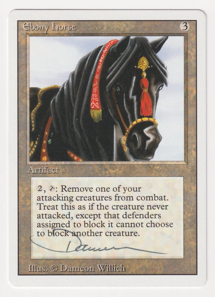 Signed Ebony Horse Proof MP Revised Artist Dameon Willich 1994 MTG Magic AP Rare - Image 1 of 2