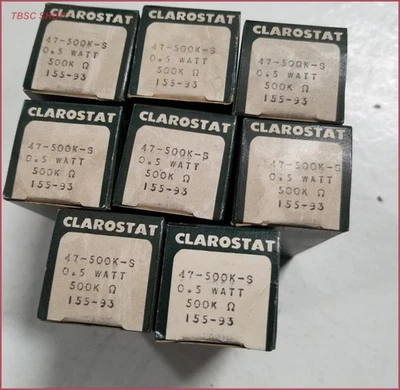 8 Pack Clarostat 155-93  Potentiometer A47 500K S 0.5 Watt 500K Ohm Vintage - Image 1 of 4