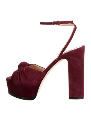 Sandalias de plataforma de gamuza borgoña SERGIO ROSSI talla 9 IT 39 muy buen estado. & Bag Foto 1 de 4