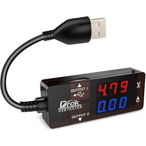 USB Tester, USB-A 2.0 Digital Multimeter Dual USB Output Ports PD QC 3.0 Colo... - Picture 1 of 8