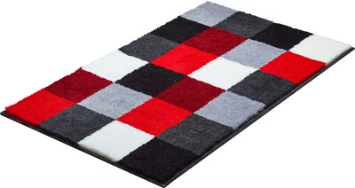 Badteppich Karo rot rubin grau kariert verschiedene Größen Badvorleger - Bild 1 von 4