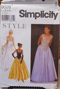 9026 Simplicity SEWING Pattern CUT misses 6-16 formal wedding dress bodice skirt - Picture 1 of 2
