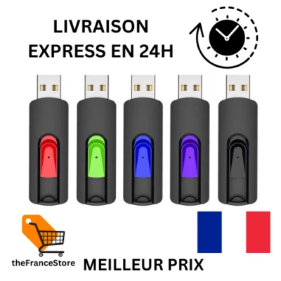 Clé USB 64Go, Lot de 5 Clés USB 2.0 64 Go rétractable Glisser, avec LED - Photo 1/4