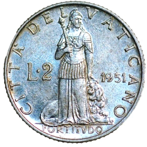 Vatican City 2 Lire 1951 Pius XII KM# 50 - Picture 1 of 2