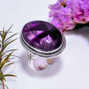 Trapiche Amethyst Vintage Handmade 925 Sterlingsilber Ring Verstellbar GM-5073 - Bild 1 von 6