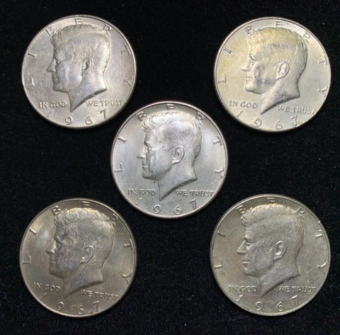 40% SILVER CLAD 1/4 STACK [LOT of FIVE]  KENNEDY HALF DOLLARS Cover