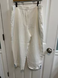 Rubino Rd. Pantalone Capri 18 lino bianco foderato rayon finto cristallo abbellimenti - Foto 1 di 11