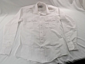 FLYING CROSS 33W78Z COMMAND 100%POLY UNIFORM ZIPPER SHIRT MENS 15.5X34/35 WHITE - Picture 1 of 3