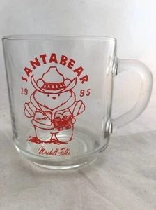 1995 Marshall Field & Co Kaufhaus Adv Santa Bear in Cowboyhut Glasbecher - Bild 1 von 2