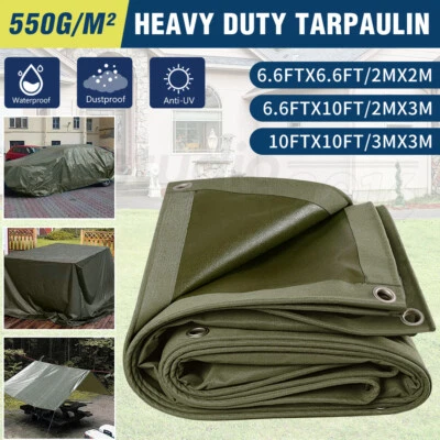 3 Sizes Heavy Duty Waterproof Canvas Tarp Tarpaulin Sun Blocked Dustproof Arm AU - image 1 of 4