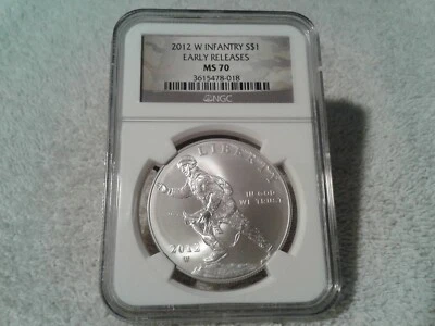 2012 W INFANTRY $1 SILVER COMMEMORATIVE NGC MS70 EARLY RELEASE - Image 1 of 4
