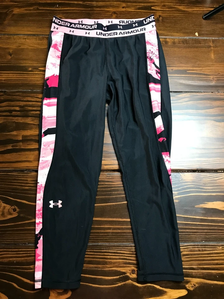 Pantalones Under Armour, Niñas Jóvenes Talla Grande, Negro Rosa, Ropa Deportiva, Leggings Foto 1 de 4
