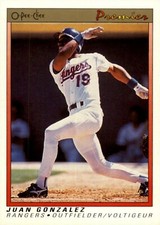 1991 O-Pee-Chee Premier #54 Juan Gonzalez Texas Rangers