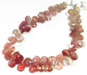 Gemme Naturali Labradorite Rosse Andine Sfaccettate Perline di Pera 8-9mm 8"Filad LC-1324 - Foto 1 di 15