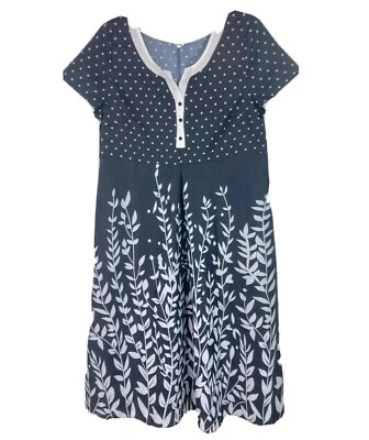 Vestido para mujer sin marca Henley floral a lunares negro manga corta talla grande A02 Foto 1 de 4